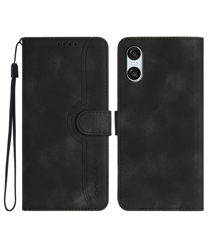 Housse Sony Xperia 10 VI Portefeuille avec Inscription "Smile"