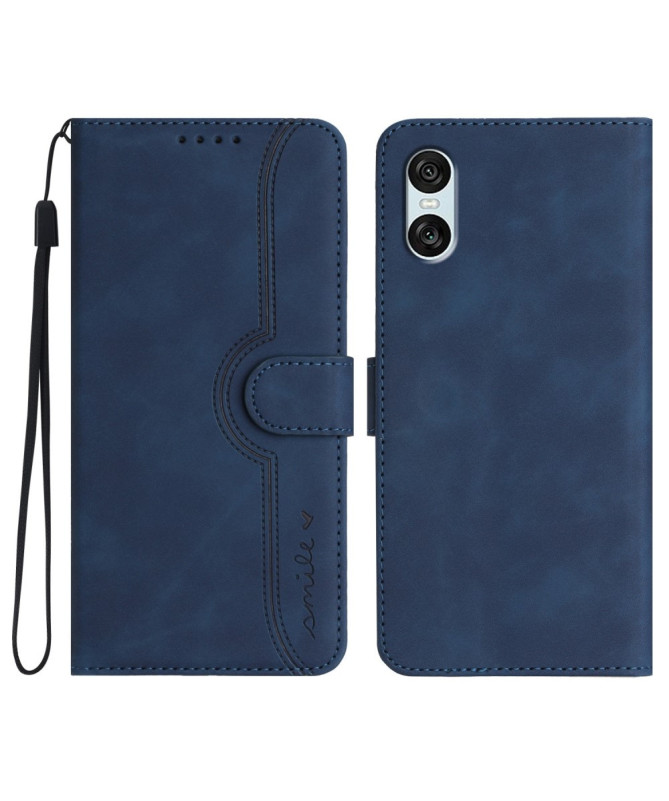 Housse Sony Xperia 10 VI Portefeuille avec Inscription "Smile"