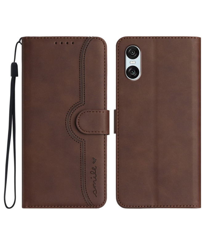 Housse Sony Xperia 10 VI Portefeuille avec Inscription "Smile"
