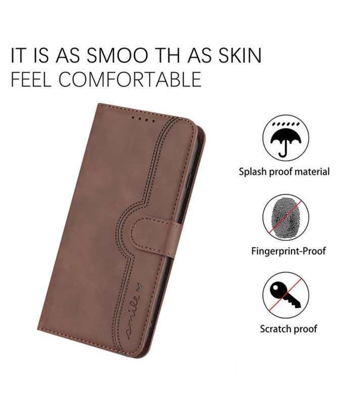 Housse Sony Xperia 10 VI Portefeuille avec Inscription "Smile"