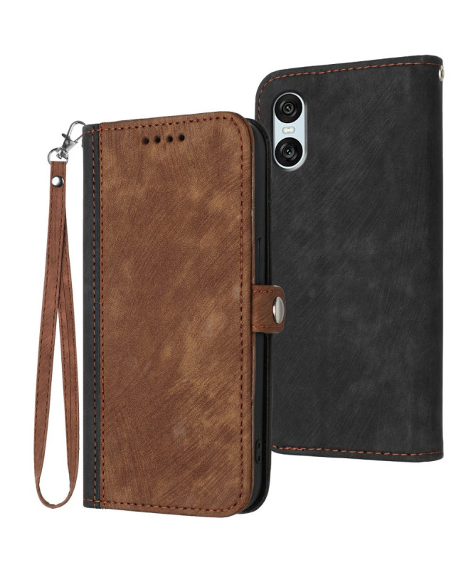 Étui Sony Xperia 10 VI Texturé avec Fonction Portefeuille