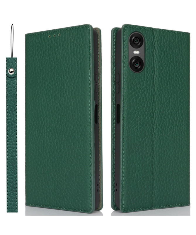 Housse Sony Xperia 10 VI en Cuir Véritable avec Porte-Cartes