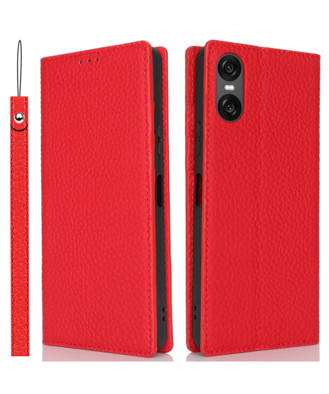 Housse Sony Xperia 10 VI en Cuir Véritable avec Porte-Cartes