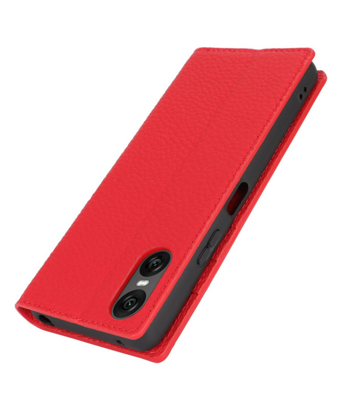 Housse Sony Xperia 10 VI en Cuir Véritable avec Porte-Cartes