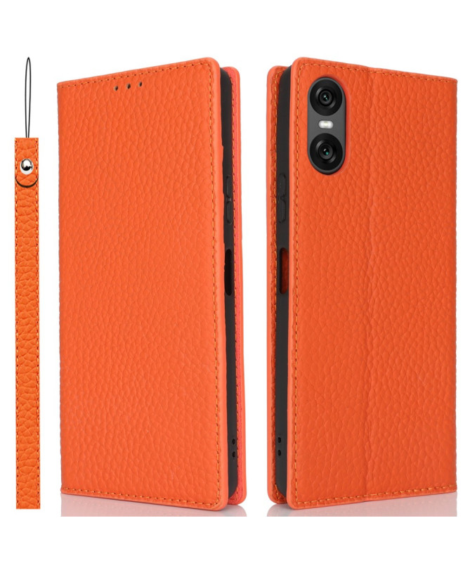 Housse Sony Xperia 10 VI en Cuir Véritable avec Porte-Cartes