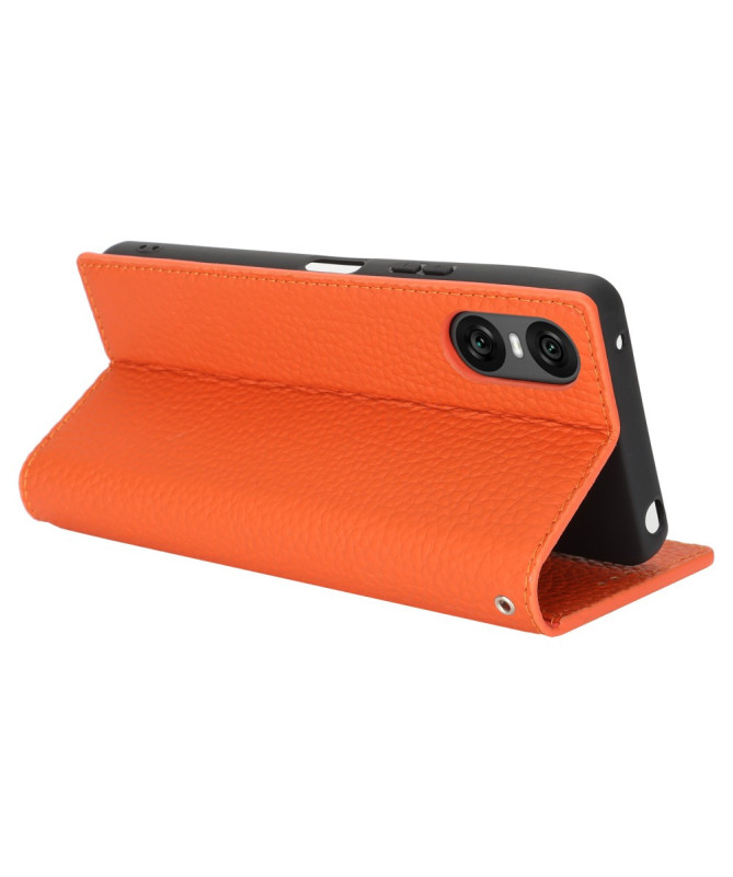 Housse Sony Xperia 10 VI en Cuir Véritable avec Porte-Cartes