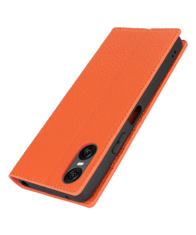 Housse Sony Xperia 10 VI en Cuir Véritable avec Porte-Cartes