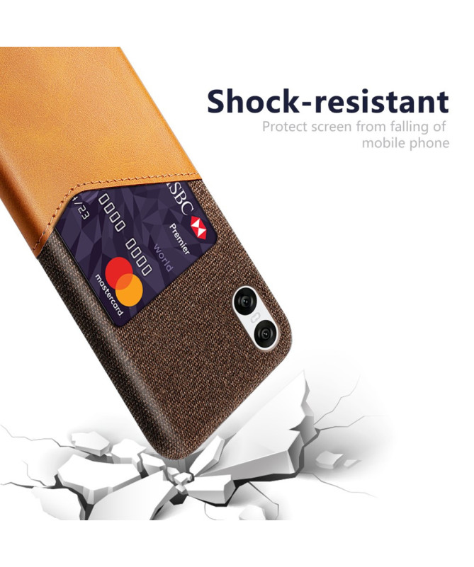 Coque Sony Xperia 10 VI avec Porte-Carte Effet Cuir et Texture Tissu
