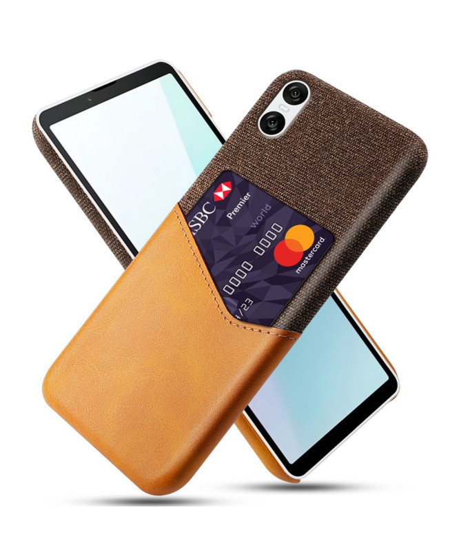 Coque Sony Xperia 10 VI avec Porte-Carte Effet Cuir et Texture Tissu