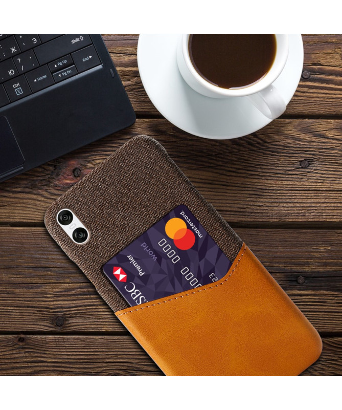 Coque Sony Xperia 10 VI avec Porte-Carte Effet Cuir et Texture Tissu