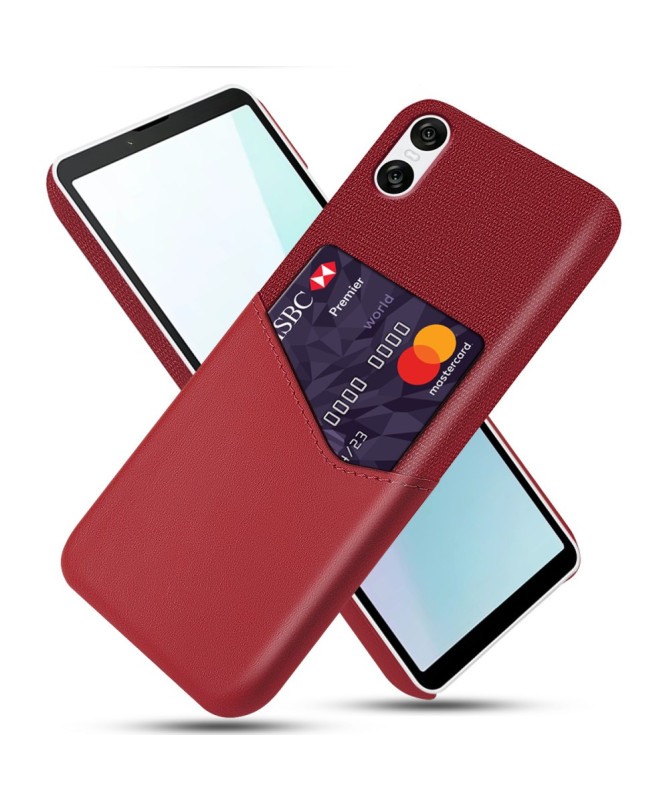 Coque Sony Xperia 10 VI avec Porte-Carte Effet Cuir et Texture Tissu