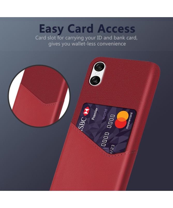 Coque Sony Xperia 10 VI avec Porte-Carte Effet Cuir et Texture Tissu