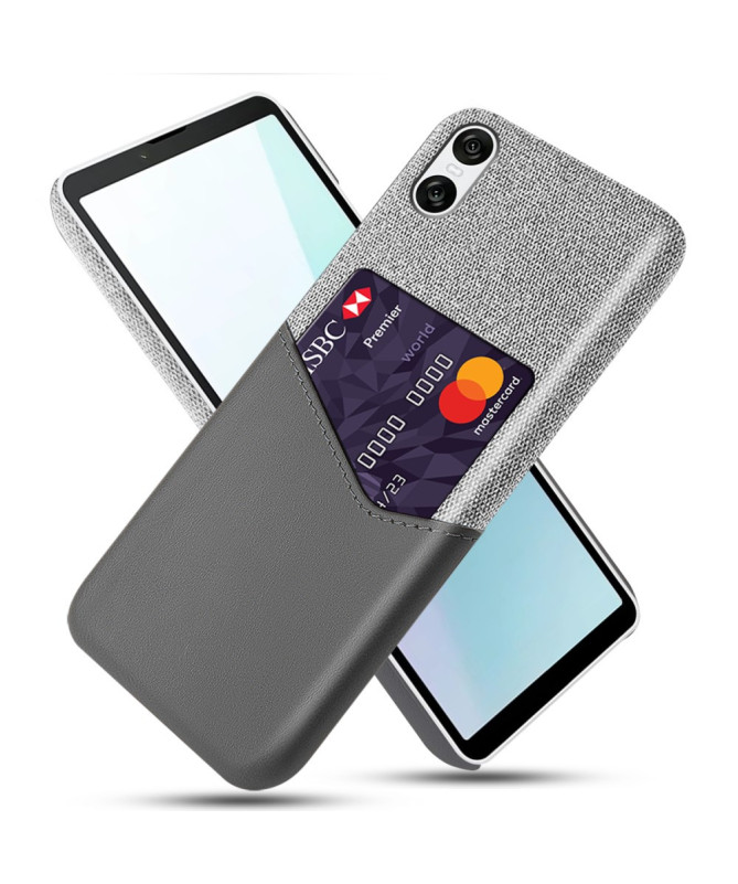 Coque Sony Xperia 10 VI avec Porte-Carte Effet Cuir et Texture Tissu