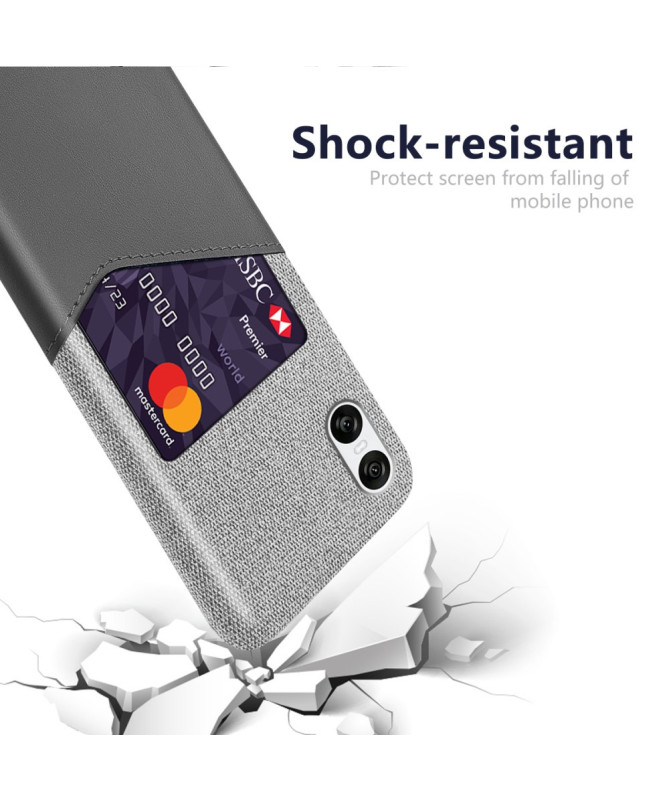 Coque Sony Xperia 10 VI avec Porte-Carte Effet Cuir et Texture Tissu