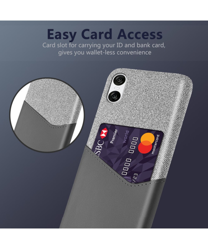 Coque Sony Xperia 10 VI avec Porte-Carte Effet Cuir et Texture Tissu