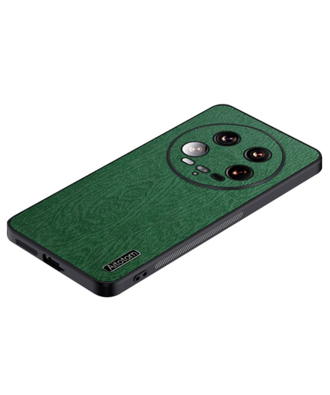 Coque Xiaomi 14 Ultra effet cuir style bois