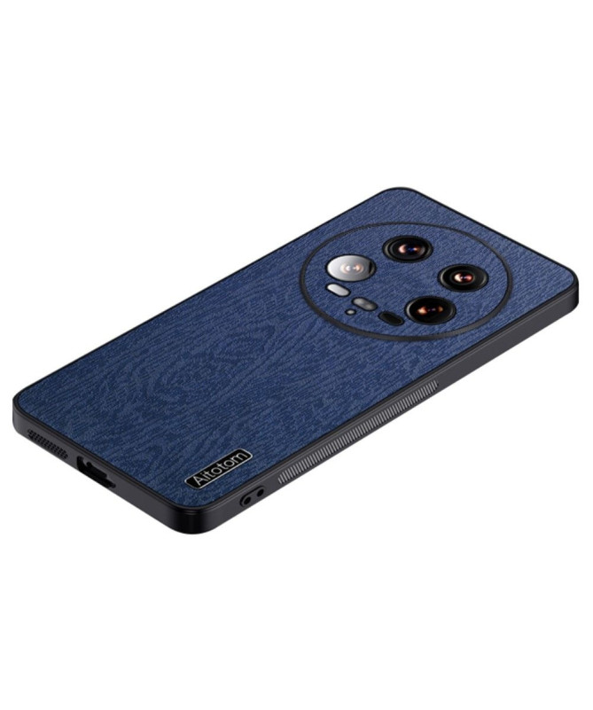 Coque Xiaomi 14 Ultra effet cuir style bois