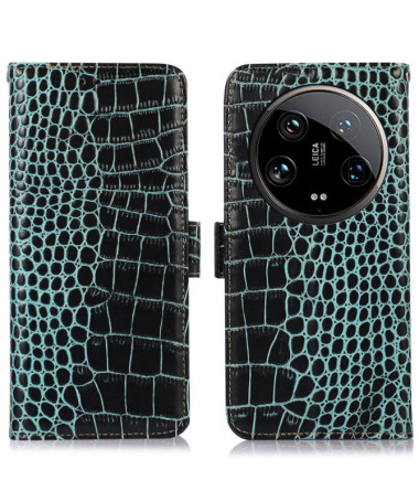 Housse Xiaomi 14 Ultra Cuir véritable aspect croco