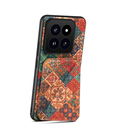 Coque Xiaomi 14 Pro Fleurs Rétro avec Porte-Carte et Support