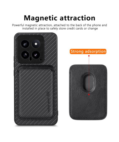 Coque Xiaomi 14 Fibre de Carbone Porte-cartes détachable