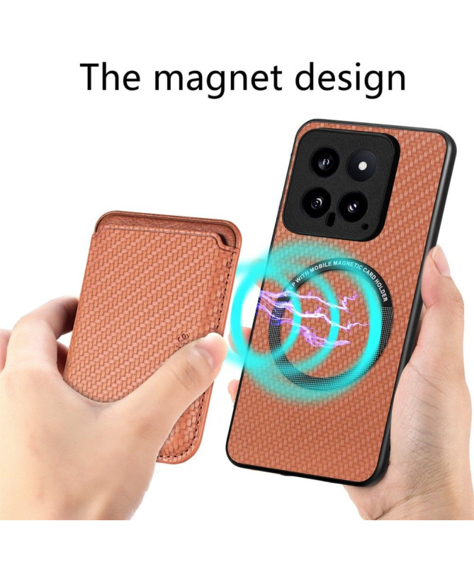 Coque Xiaomi 14 Fibre de Carbone Porte-cartes détachable