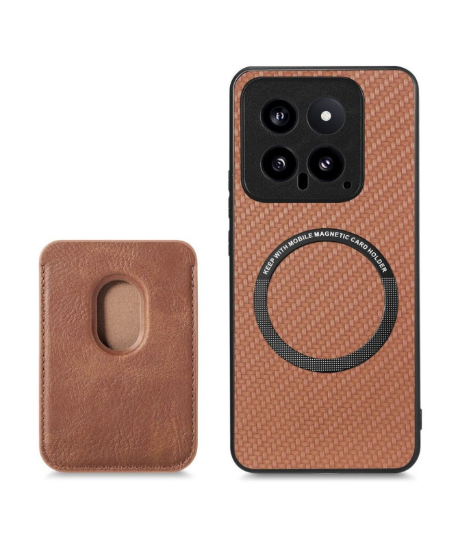 Coque Xiaomi 14 Fibre de Carbone Porte-cartes détachable