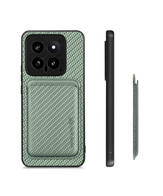 Coque Xiaomi 14 Fibre de Carbone Porte-cartes détachable