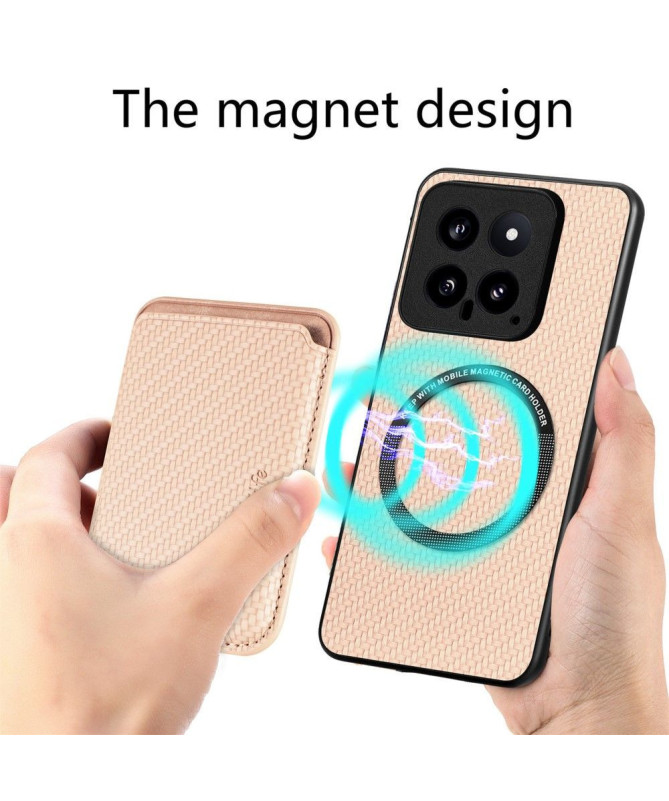 Coque Xiaomi 14 Fibre de Carbone Porte-cartes détachable