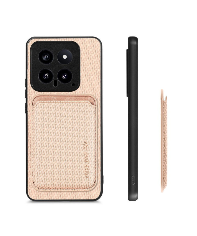 Coque Xiaomi 14 Fibre de Carbone Porte-cartes détachable