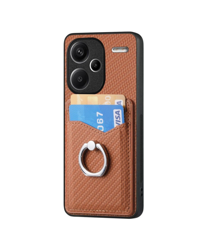 Coque Xiaomi Redmi Note 13 Pro Plus 5G Fibre de Carbone avec Anneau et Porte-Cartes