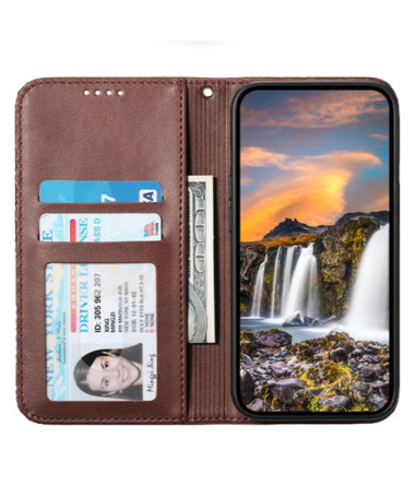 Xiaomi Redmi Note 13 Pro 5G / Poco X6 - Housse Rabat Design Géométrique Marron - photo 8