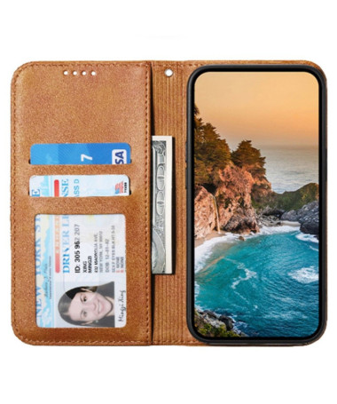 Xiaomi Redmi Note 13 Pro 5G / Poco X6 - Housse Rabat Design Géométrique Marron Clair - photo 17