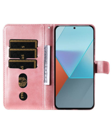 Xiaomi Redmi Note 13 Pro 5G / Poco X6 - Housse Zipper Pocket Fonction Support Or Rose - photo 6