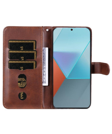 Xiaomi Redmi Note 13 Pro 5G / Poco X6 - Housse Zipper Pocket Fonction Support Marron - photo 14