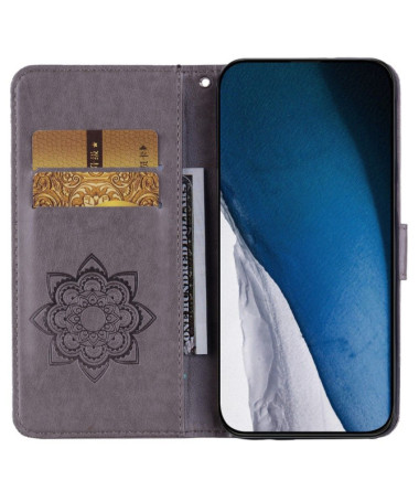 Xiaomi Redmi Note 13 Pro 5G / Poco X6 - Housse Hibou et Fleur Gravé Gris Foncé - photo 17