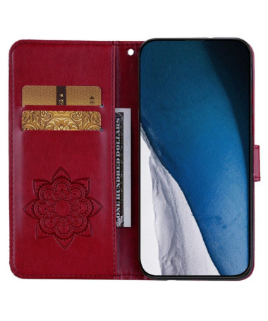 Xiaomi Redmi Note 13 Pro 5G / Poco X6 - Housse Hibou et Fleur Gravé Rouge foncé - photo 21