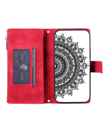 Xiaomi Redmi Note 13 Pro 5G / Poco X6 - Étui Flip Cover Mandala Porte-Cartes Rouge - photo 10