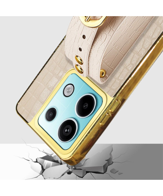 Coque Xiaomi Redmi Note 13 Pro 5G / Poco X6 style croco avec sangle