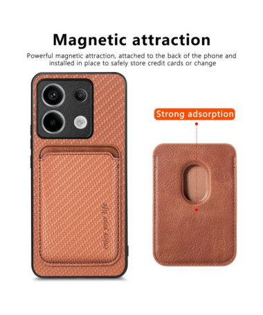 Coque Xiaomi Redmi Note 13 Pro 5G / Poco X6 Fibre de Carbone Porte-cartes détachable Marron Clair - photo 11