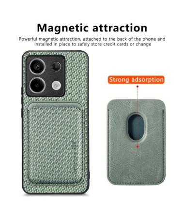 Coque Xiaomi Redmi Note 13 Pro 5G / Poco X6 Fibre de Carbone Porte-cartes détachable Vert - photo 16