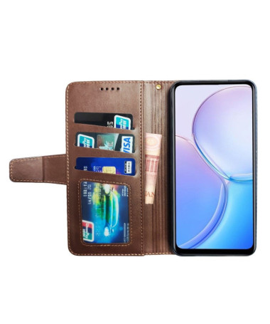 Xiaomi Redmi Note 13 4G - Housse en simili cuir avec texture et support Marron - photo 17