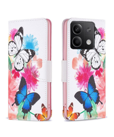 Housse Xiaomi Redmi Note 13 papillons et fleurs colorées