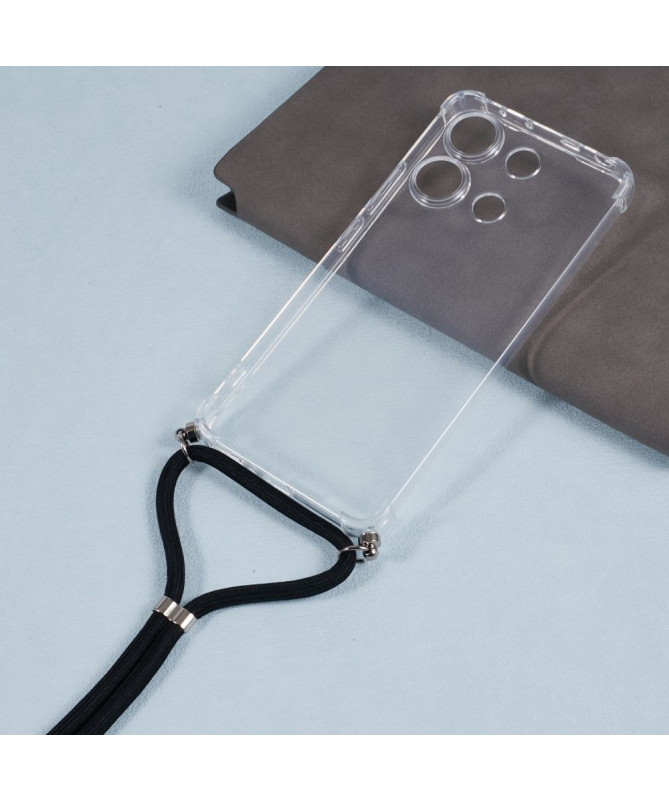 Coque Xiaomi Redmi Note 13 transparente à cordon bandoulière