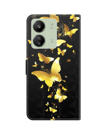 Housse Xiaomi Redmi 13C / Poco C65 Papillons volants dorés