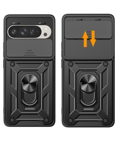 Coque Google Pixel 9 Pro  /  Pixel 9 avec Protection Caméra Coulissante et Support Rotatif