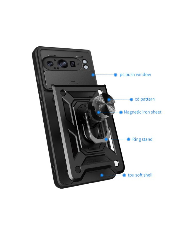 Coque Google Pixel 9 Pro XL avec Protection Caméra Coulissante et Supp