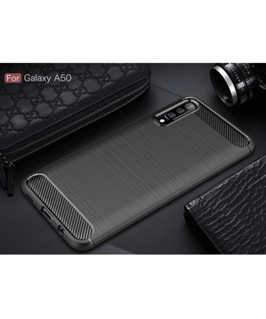 Samsung Galaxy A50 - Coque gel brossé carbone