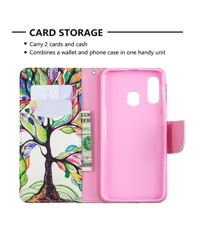 Samsung Galaxy A40 - Étui avec rabat arbre coloré