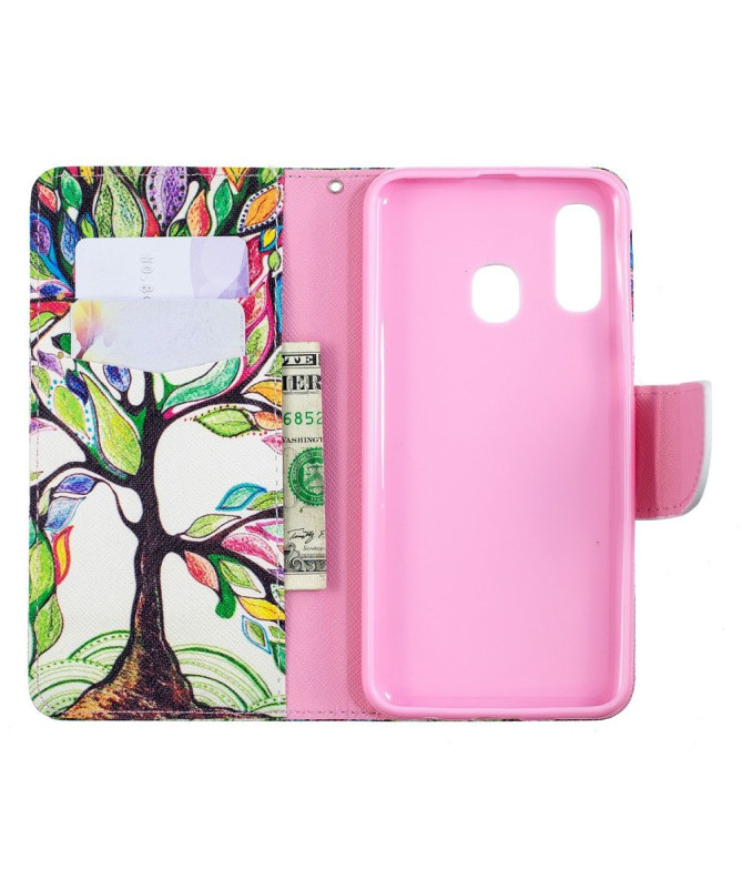 Samsung Galaxy A40 - Étui avec rabat arbre coloré