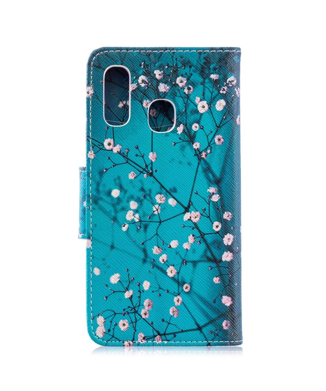 Samsung Galaxy A40 - Étui avec rabat branches fleuries